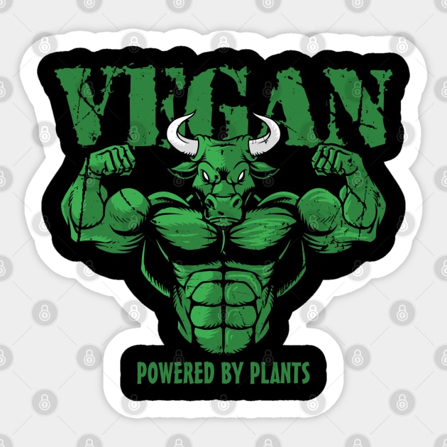 Vegan Power / Green Bull Sticker by EddieBalevo